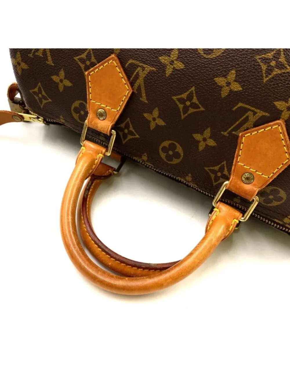 Louis Vuitton Speedy 30 Monogram Leather Brown Light Handbag Gold